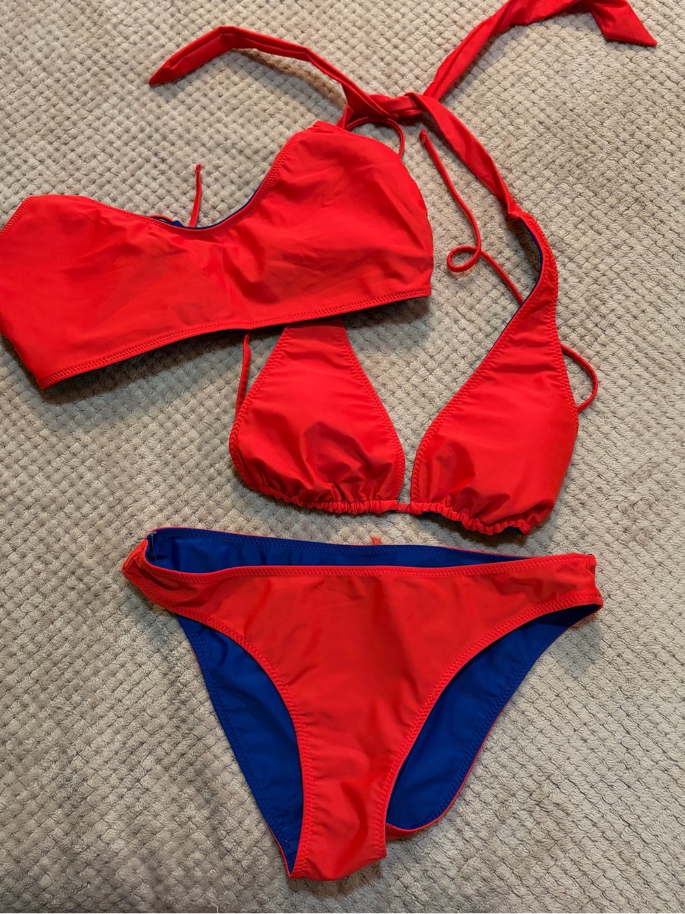Polo by Ralph Lauren Red and Blue Girls Two-Piece Swim Set